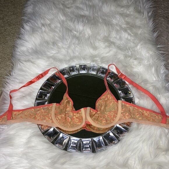 DKNY Peach & Coral Unlined Lace Bra 34B - Picture 4 of 7
